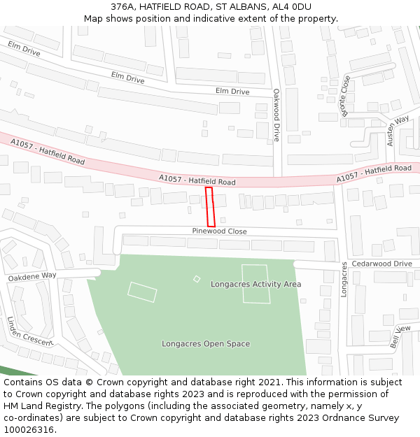 376A, HATFIELD ROAD, ST ALBANS, AL4 0DU: Location map and indicative extent of plot