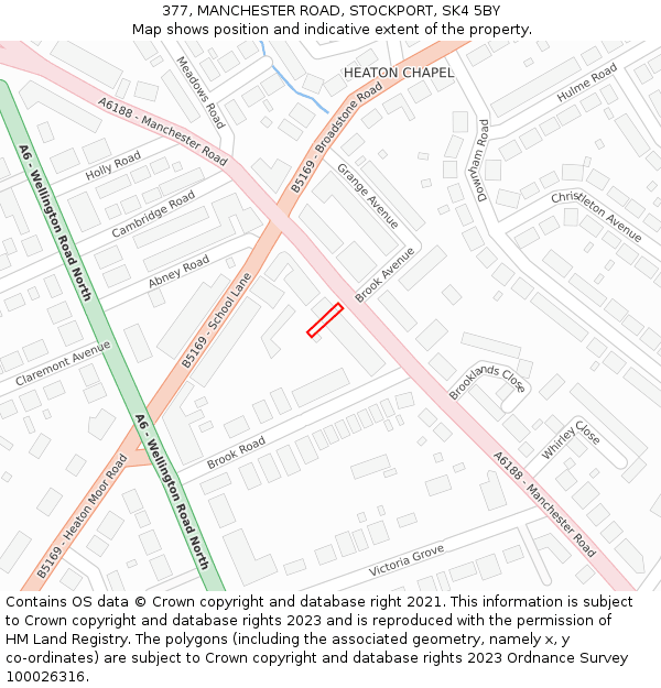 377, MANCHESTER ROAD, STOCKPORT, SK4 5BY: Location map and indicative extent of plot