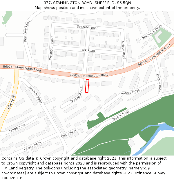 377, STANNINGTON ROAD, SHEFFIELD, S6 5QN: Location map and indicative extent of plot