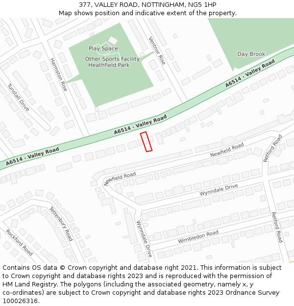 377, VALLEY ROAD, NOTTINGHAM, NG5 1HP: Location map and indicative extent of plot
