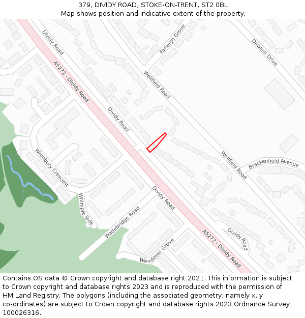 379, DIVIDY ROAD, STOKE-ON-TRENT, ST2 0BL: Location map and indicative extent of plot