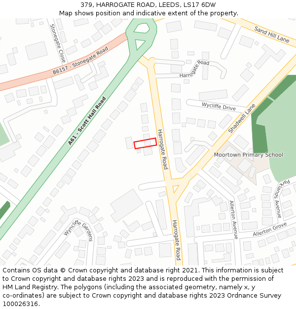 379, HARROGATE ROAD, LEEDS, LS17 6DW: Location map and indicative extent of plot