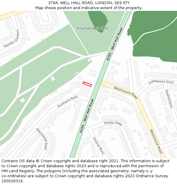 379A, WELL HALL ROAD, LONDON, SE9 6TY: Location map and indicative extent of plot