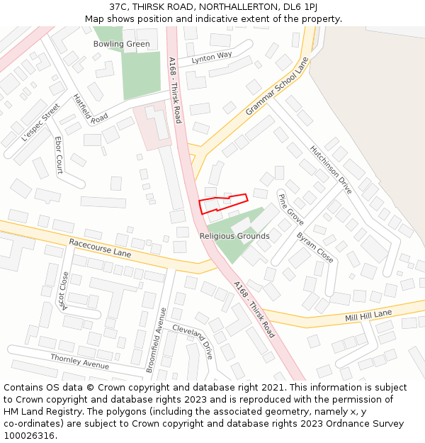 37C, THIRSK ROAD, NORTHALLERTON, DL6 1PJ: Location map and indicative extent of plot