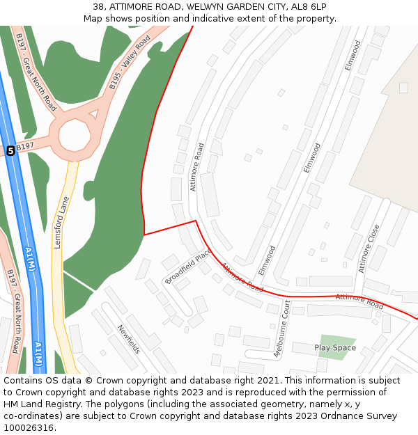 38, ATTIMORE ROAD, WELWYN GARDEN CITY, AL8 6LP: Location map and indicative extent of plot