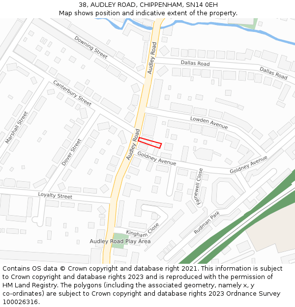 38, AUDLEY ROAD, CHIPPENHAM, SN14 0EH: Location map and indicative extent of plot