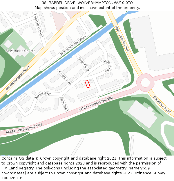 38, BARBEL DRIVE, WOLVERHAMPTON, WV10 0TQ: Location map and indicative extent of plot