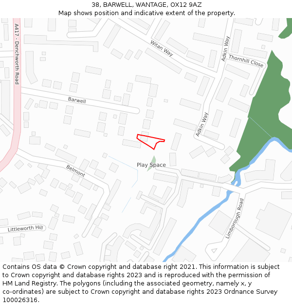 38, BARWELL, WANTAGE, OX12 9AZ: Location map and indicative extent of plot