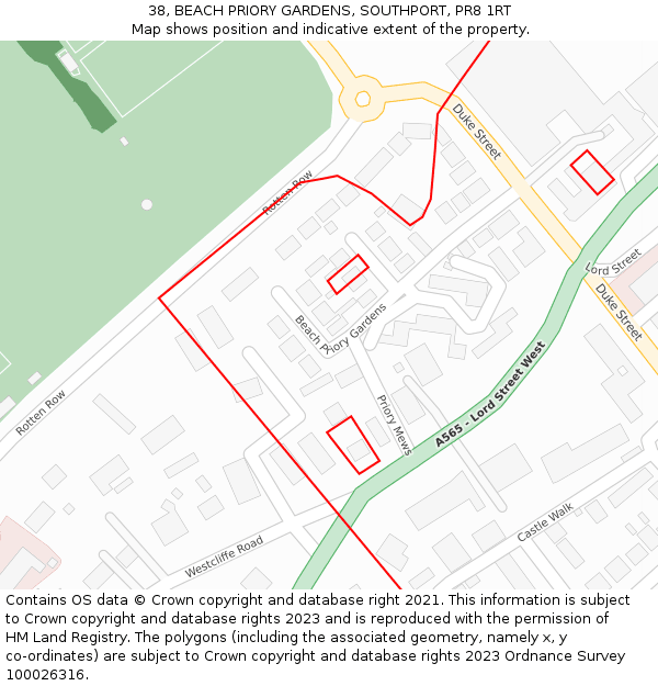 38, BEACH PRIORY GARDENS, SOUTHPORT, PR8 1RT: Location map and indicative extent of plot