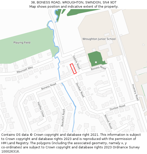 38, BONESS ROAD, WROUGHTON, SWINDON, SN4 9DT: Location map and indicative extent of plot