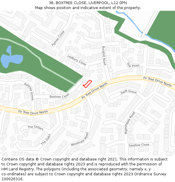 38, BOXTREE CLOSE, LIVERPOOL, L12 0PN: Location map and indicative extent of plot