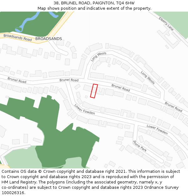 38, BRUNEL ROAD, PAIGNTON, TQ4 6HW: Location map and indicative extent of plot