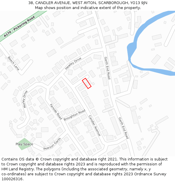 38, CANDLER AVENUE, WEST AYTON, SCARBOROUGH, YO13 9JN: Location map and indicative extent of plot