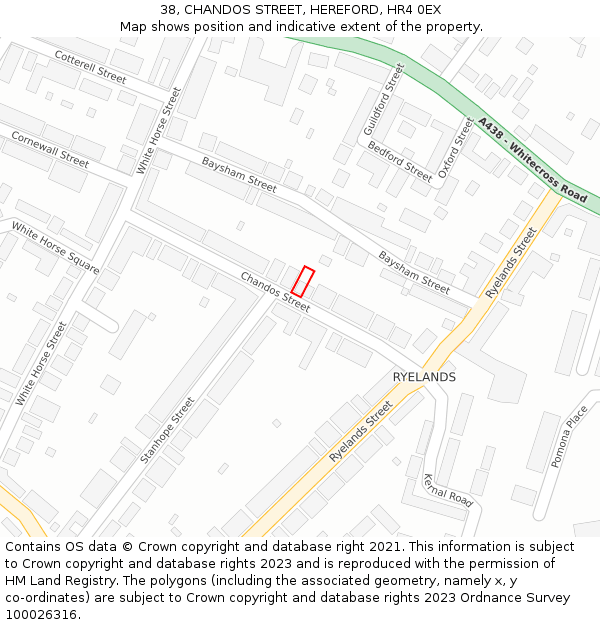38, CHANDOS STREET, HEREFORD, HR4 0EX: Location map and indicative extent of plot