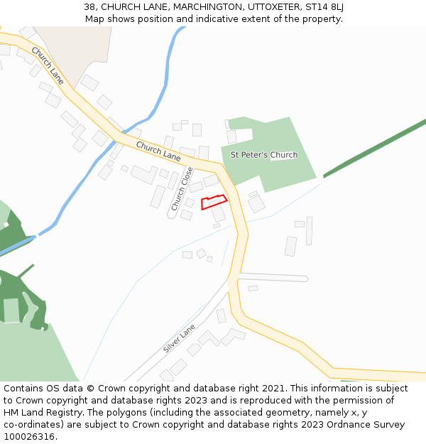 38, CHURCH LANE, MARCHINGTON, UTTOXETER, ST14 8LJ: Location map and indicative extent of plot