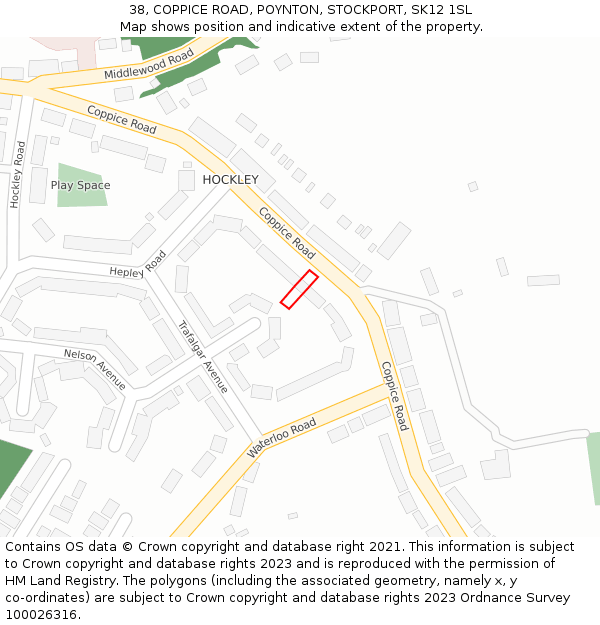 38, COPPICE ROAD, POYNTON, STOCKPORT, SK12 1SL: Location map and indicative extent of plot