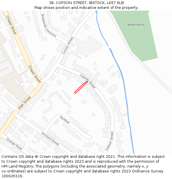 38, COPSON STREET, IBSTOCK, LE67 6LB: Location map and indicative extent of plot