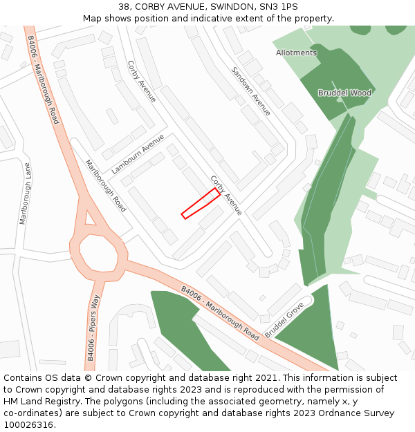 38, CORBY AVENUE, SWINDON, SN3 1PS: Location map and indicative extent of plot