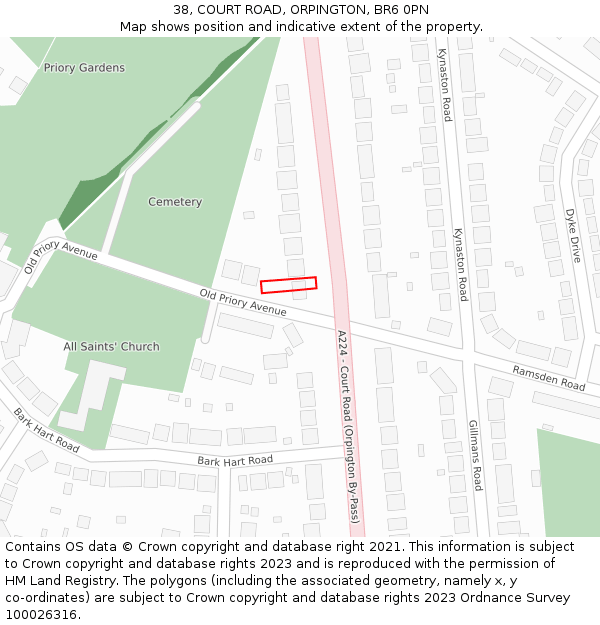 38, COURT ROAD, ORPINGTON, BR6 0PN: Location map and indicative extent of plot