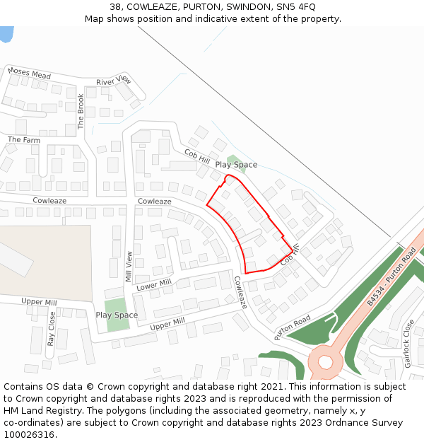38, COWLEAZE, PURTON, SWINDON, SN5 4FQ: Location map and indicative extent of plot