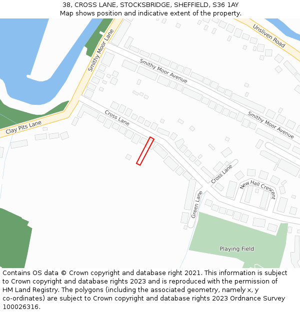 38, CROSS LANE, STOCKSBRIDGE, SHEFFIELD, S36 1AY: Location map and indicative extent of plot