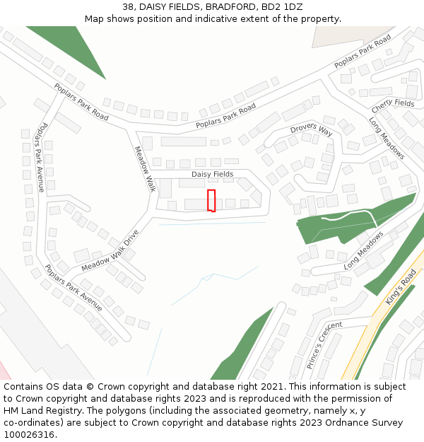 38, DAISY FIELDS, BRADFORD, BD2 1DZ: Location map and indicative extent of plot