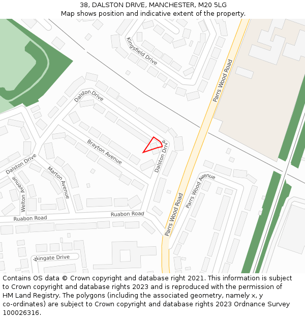 38, DALSTON DRIVE, MANCHESTER, M20 5LG: Location map and indicative extent of plot