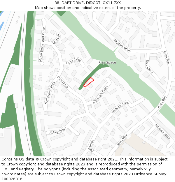 38, DART DRIVE, DIDCOT, OX11 7XX: Location map and indicative extent of plot
