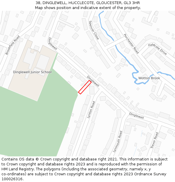 38, DINGLEWELL, HUCCLECOTE, GLOUCESTER, GL3 3HR: Location map and indicative extent of plot