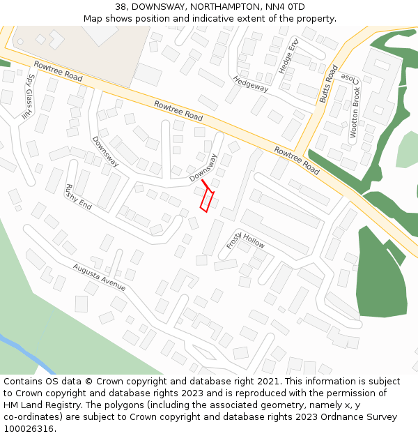 38, DOWNSWAY, NORTHAMPTON, NN4 0TD: Location map and indicative extent of plot