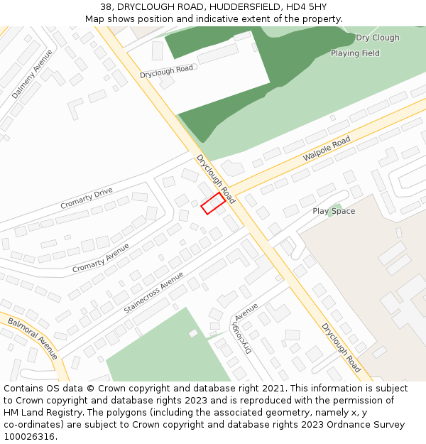38, DRYCLOUGH ROAD, HUDDERSFIELD, HD4 5HY: Location map and indicative extent of plot