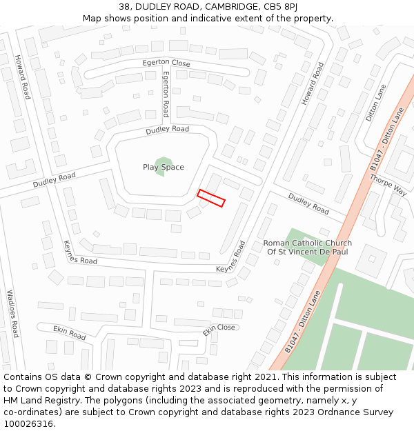 38, DUDLEY ROAD, CAMBRIDGE, CB5 8PJ: Location map and indicative extent of plot