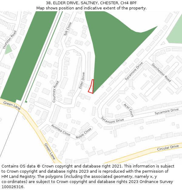 38, ELDER DRIVE, SALTNEY, CHESTER, CH4 8PF: Location map and indicative extent of plot