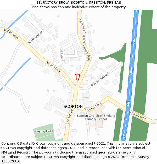 38, FACTORY BROW, SCORTON, PRESTON, PR3 1AS: Location map and indicative extent of plot