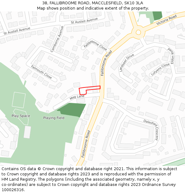 38, FALLIBROOME ROAD, MACCLESFIELD, SK10 3LA: Location map and indicative extent of plot