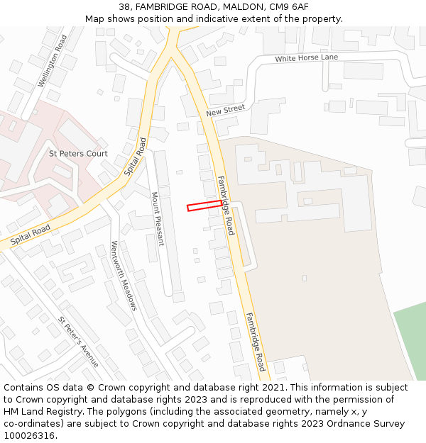 38, FAMBRIDGE ROAD, MALDON, CM9 6AF: Location map and indicative extent of plot