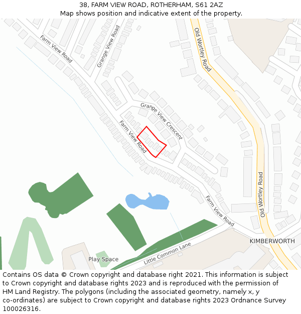 38, FARM VIEW ROAD, ROTHERHAM, S61 2AZ: Location map and indicative extent of plot