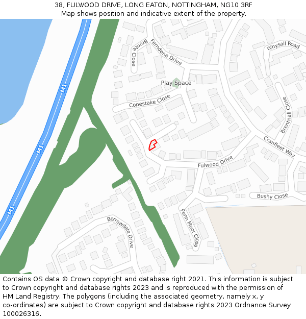 38, FULWOOD DRIVE, LONG EATON, NOTTINGHAM, NG10 3RF: Location map and indicative extent of plot