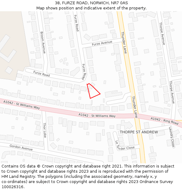 38, FURZE ROAD, NORWICH, NR7 0AS: Location map and indicative extent of plot