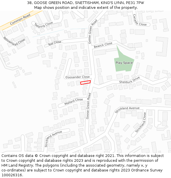 38, GOOSE GREEN ROAD, SNETTISHAM, KING'S LYNN, PE31 7PW: Location map and indicative extent of plot