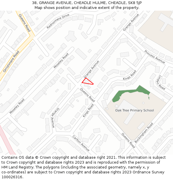 38, GRANGE AVENUE, CHEADLE HULME, CHEADLE, SK8 5JP: Location map and indicative extent of plot