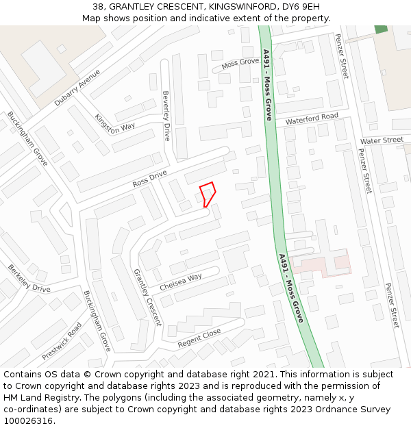 38, GRANTLEY CRESCENT, KINGSWINFORD, DY6 9EH: Location map and indicative extent of plot