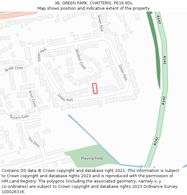 38, GREEN PARK, CHATTERIS, PE16 6DL: Location map and indicative extent of plot