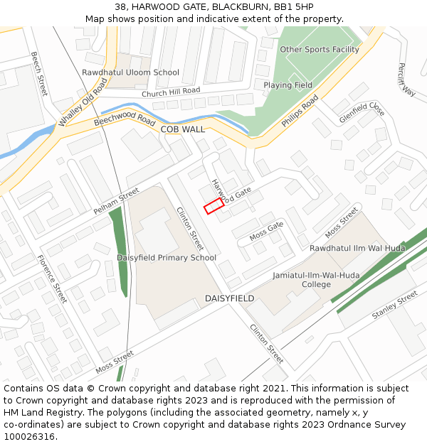 38, HARWOOD GATE, BLACKBURN, BB1 5HP: Location map and indicative extent of plot