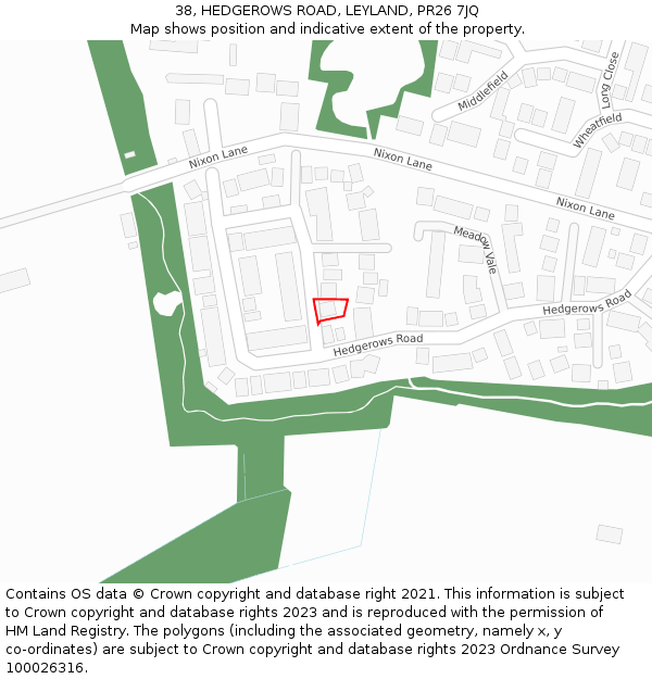 38, HEDGEROWS ROAD, LEYLAND, PR26 7JQ: Location map and indicative extent of plot