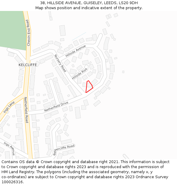 38, HILLSIDE AVENUE, GUISELEY, LEEDS, LS20 9DH: Location map and indicative extent of plot