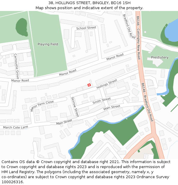 38, HOLLINGS STREET, BINGLEY, BD16 1SH: Location map and indicative extent of plot