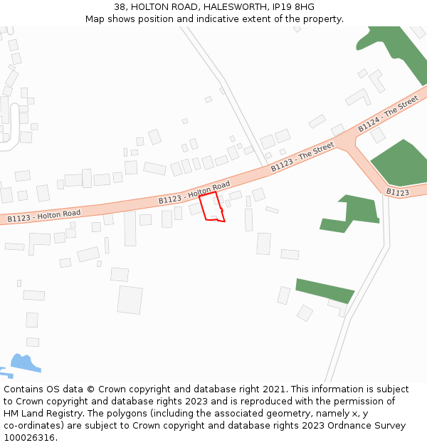 38, HOLTON ROAD, HALESWORTH, IP19 8HG: Location map and indicative extent of plot