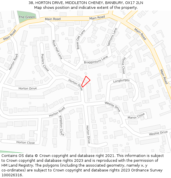 38, HORTON DRIVE, MIDDLETON CHENEY, BANBURY, OX17 2LN: Location map and indicative extent of plot