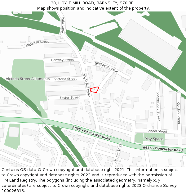 38, HOYLE MILL ROAD, BARNSLEY, S70 3EL: Location map and indicative extent of plot